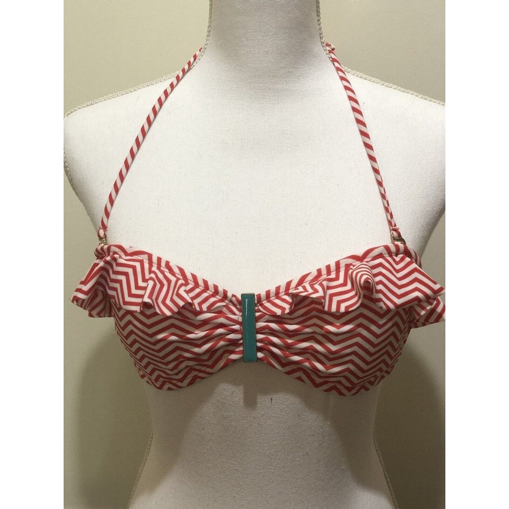 Xhilaration Bikini Top ~ Orange/White ~ Size Small